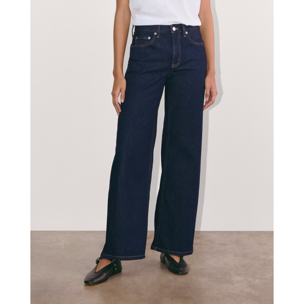 EVERLANE Women's The Mid-Way Jean in Pure Blue Wide Leg Mid Rise Size 29‎